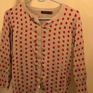 The limited Gray and red polka dot sweater